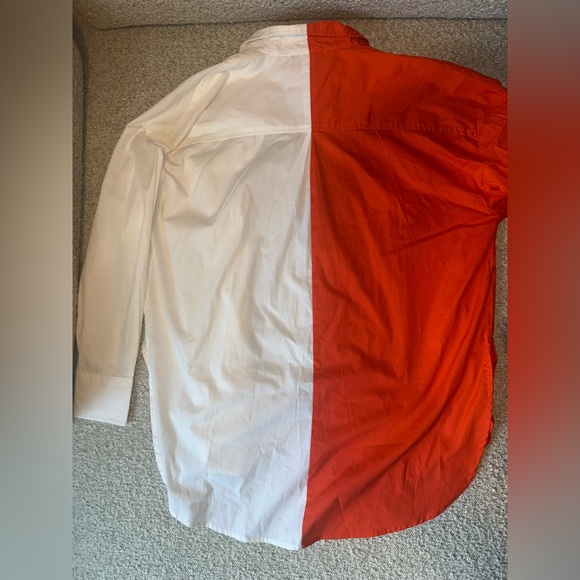 Maeve Red and White Casual Button Down Shirts - Picture 3 of 4